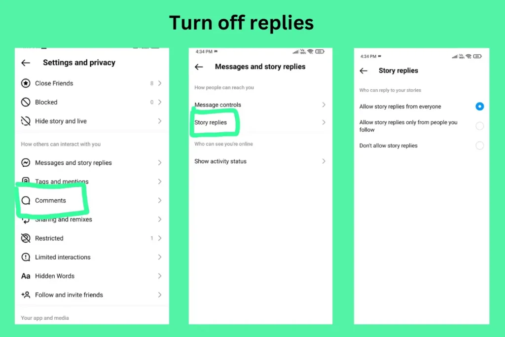 TURN OFF STORY REPLY